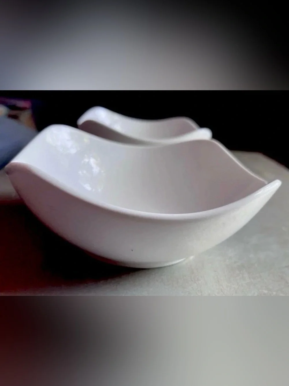 IKEA Modern White Ceramic Serving Plates & Wave Bowls 6 Pc Set New